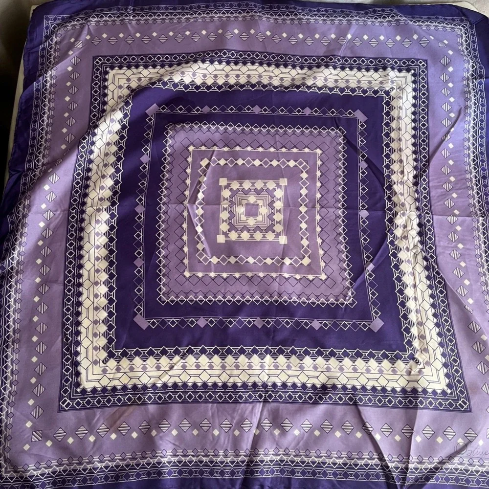 Ostinelli Purple Geometric Silk Scarf Made in Italy